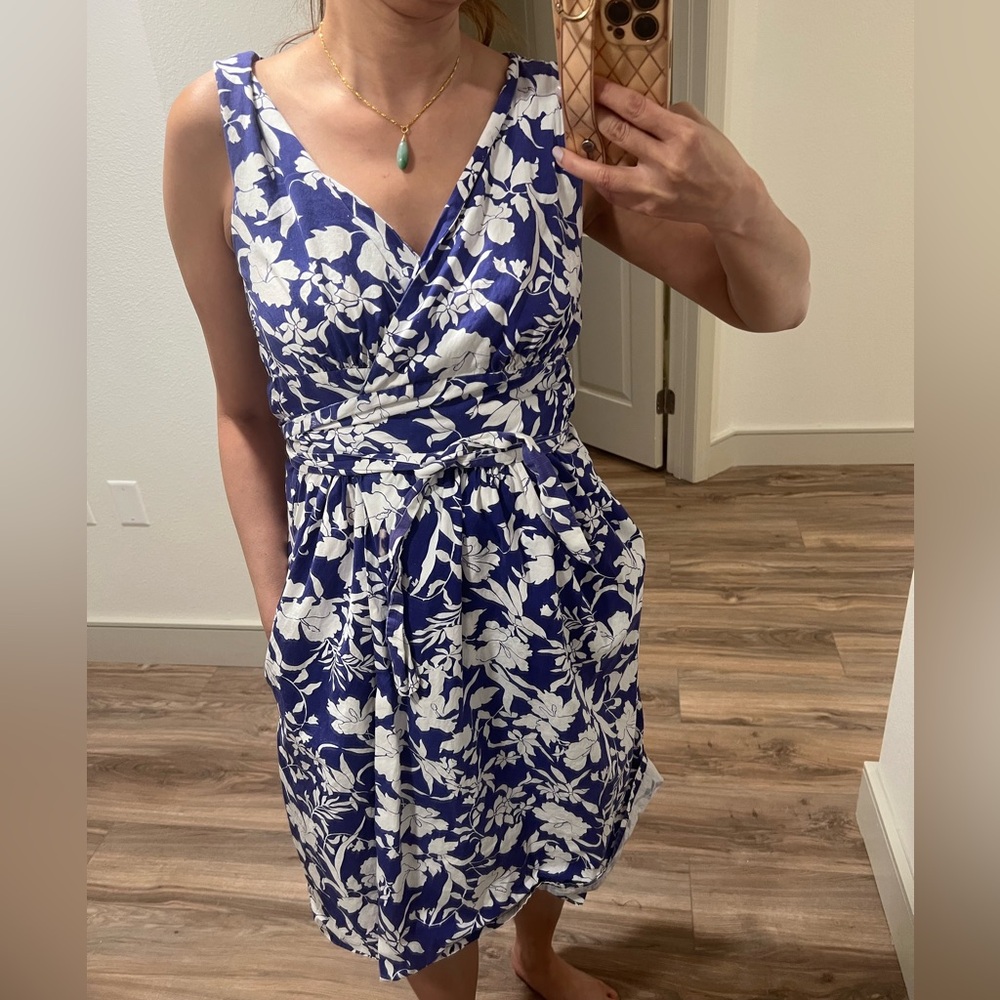 Vintage Blue Hawaiian Wrap Dress